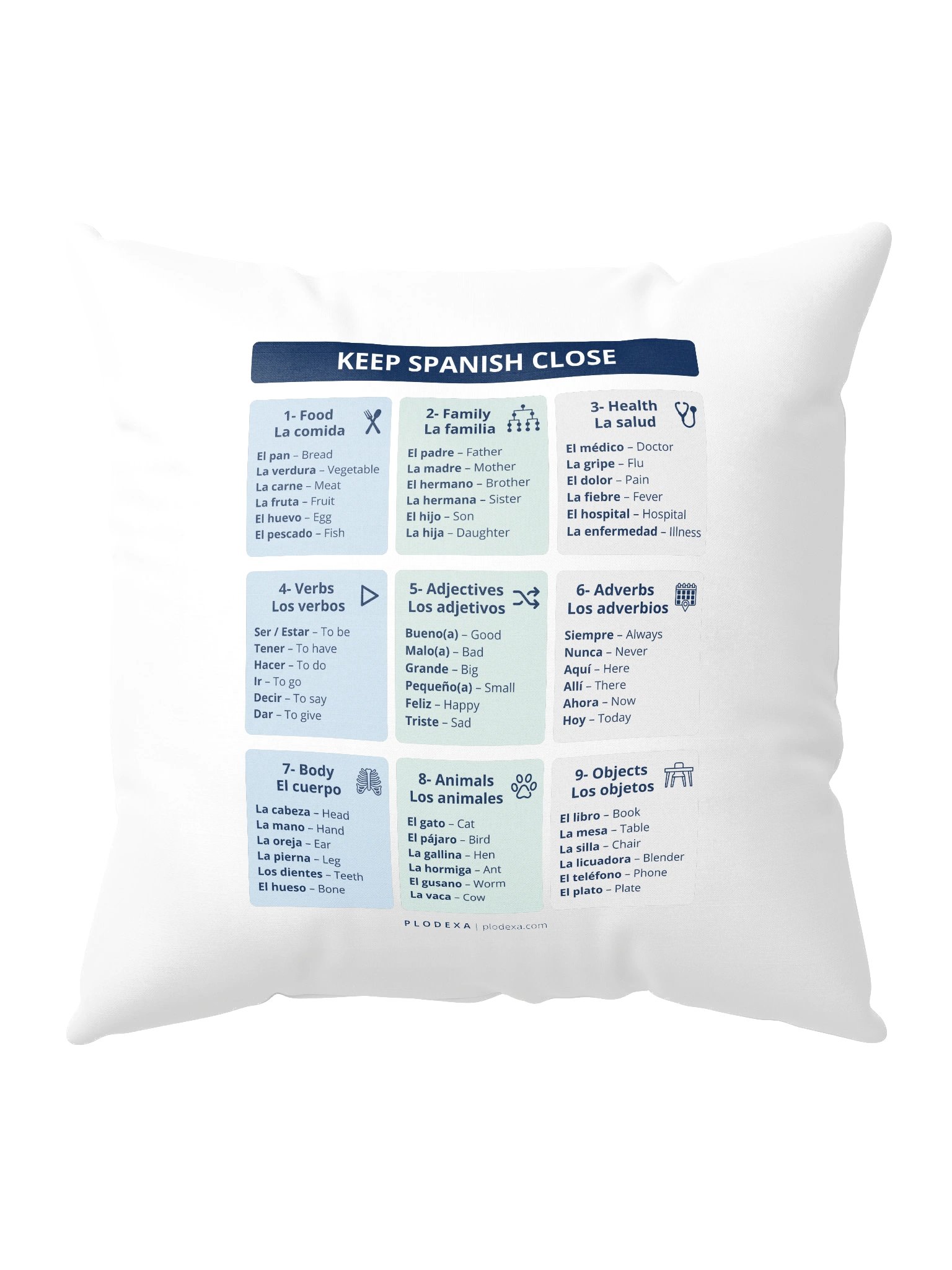 Keep Spanish Close: Over 50 Spanish Words Pillow product image (1)