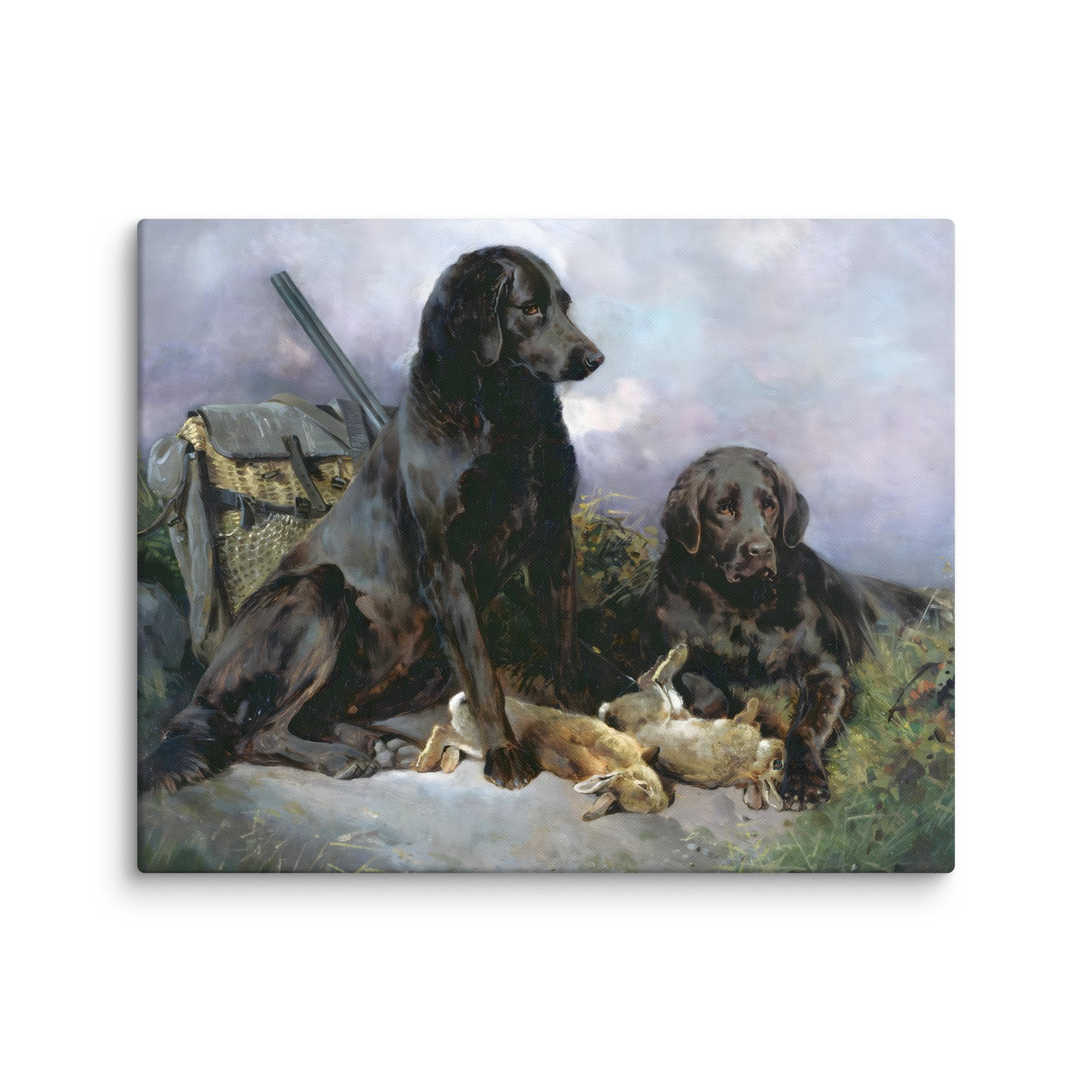 Antique Black Lab Hunting Painting Canvas Print product image (24)