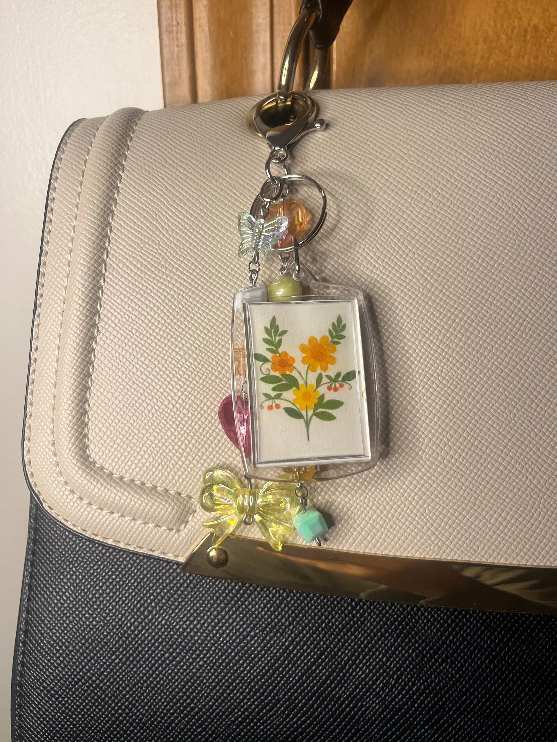 Pink + Orange Flowers Deluxe Bag Charm product image (4)