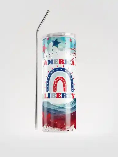 Patriotic Liberty Tumbler Wrap PNG | 20oz America Sublimation Design | Red White Blue Fireworks | 4th of July Digital Download product image (4)