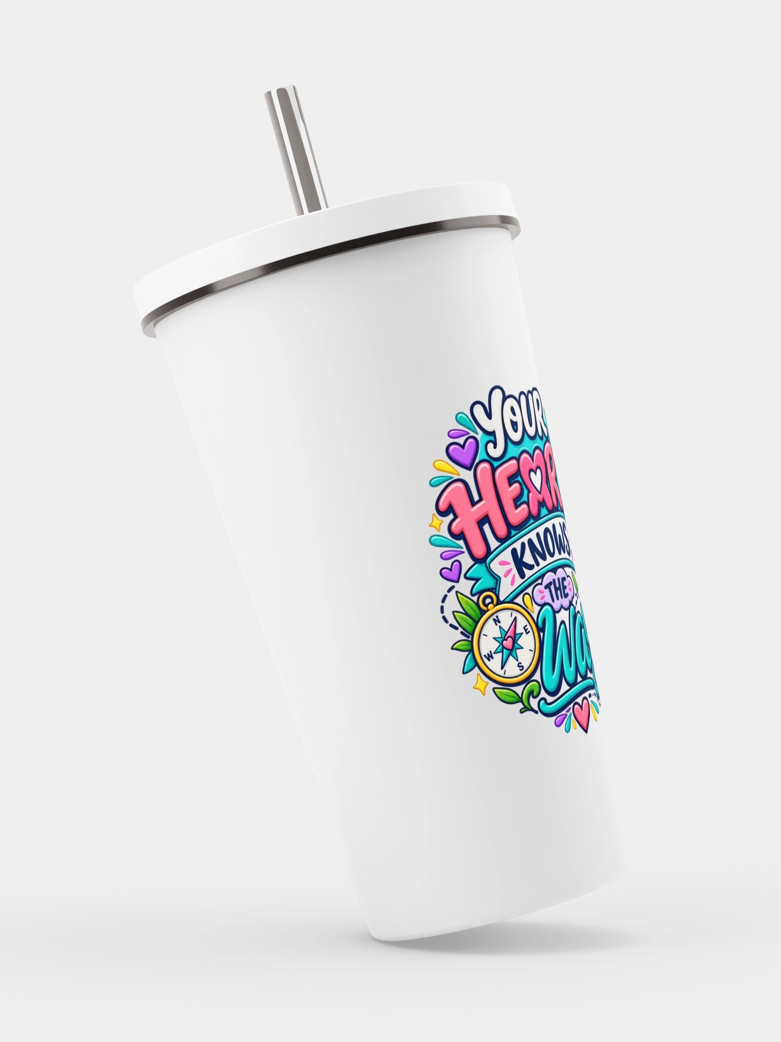 Stainless Steel Insulated Inspirational Tumbler with a Straw - Your Heart Knows the Way product image (2)