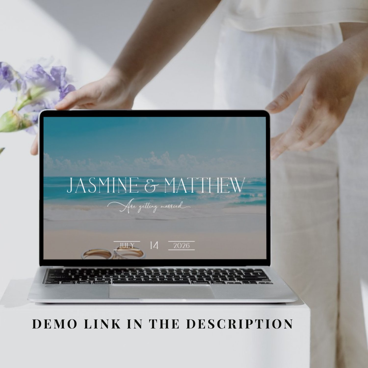 Beach Wedding Website Template | Coastal Ocean Theme | Editable Canva Template | Destination Wedding | RSVP Website | 5x7 Invite Included product image (10)