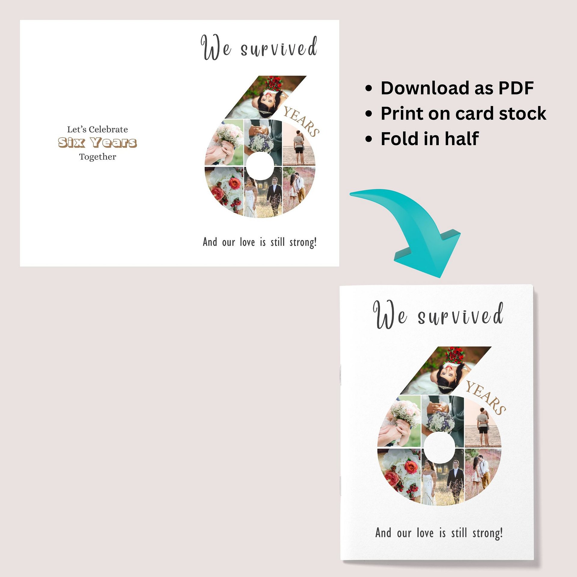 6 Year Anniversary Photo Card Editable Canva Template product image (8)