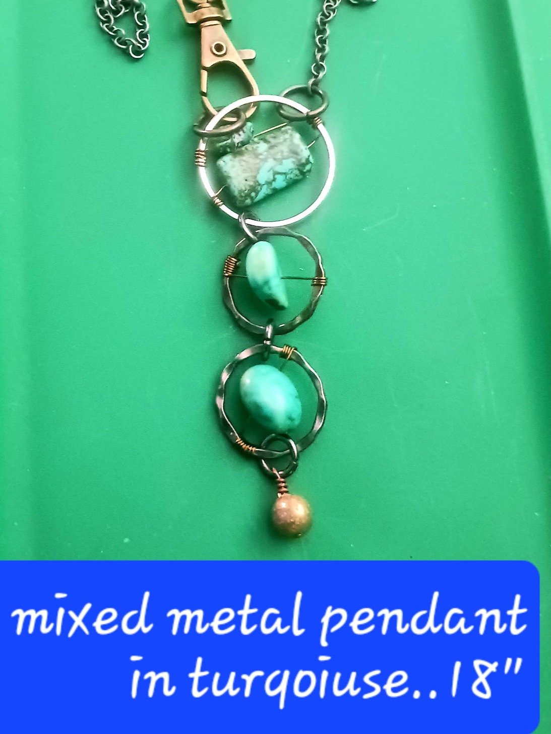 Turquoise Pendant Necklace - Handmade Artisan Statement Jewelry product image (1)