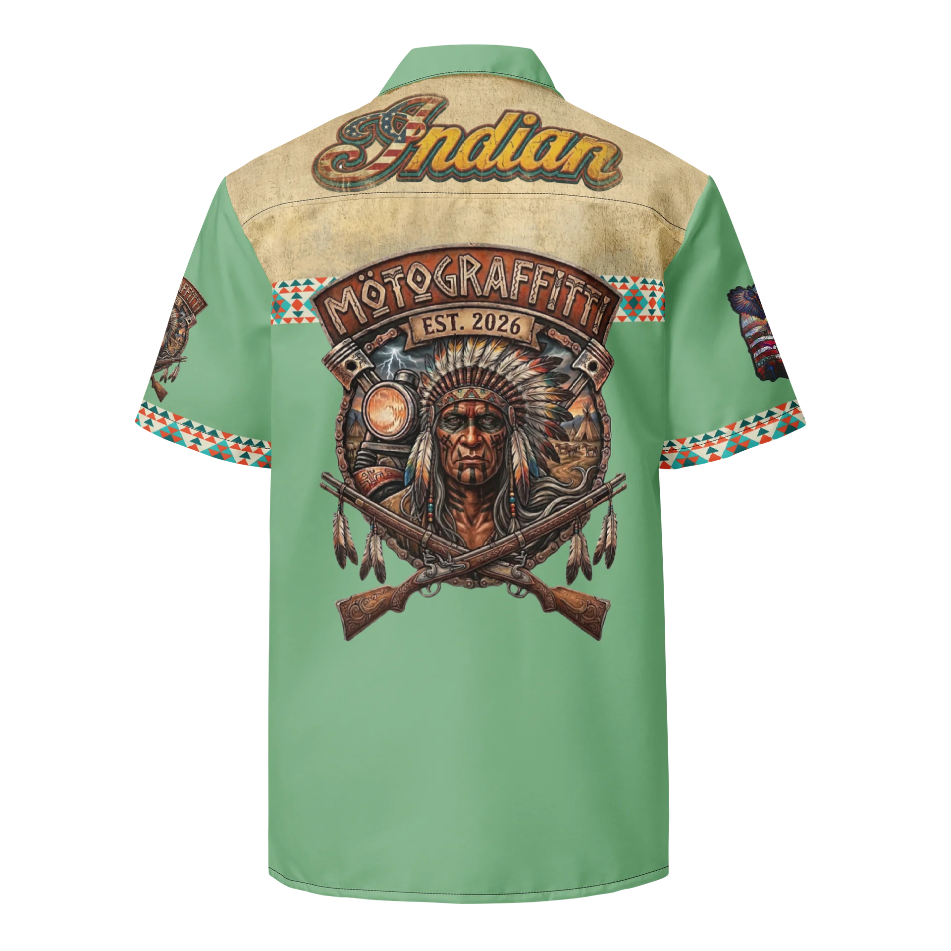 MötoGraffitti Indian Motorcycle Club Shirt Vintage Green product image (2)
