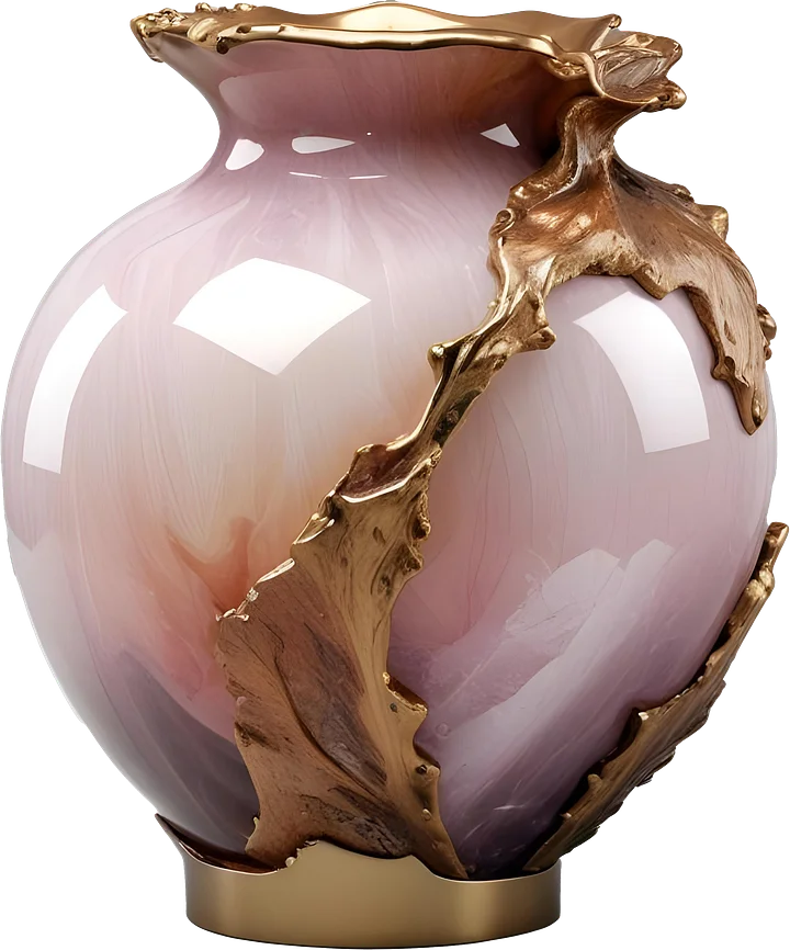 Golden Embrace – Romantic Glass Vase PNG product image (1)