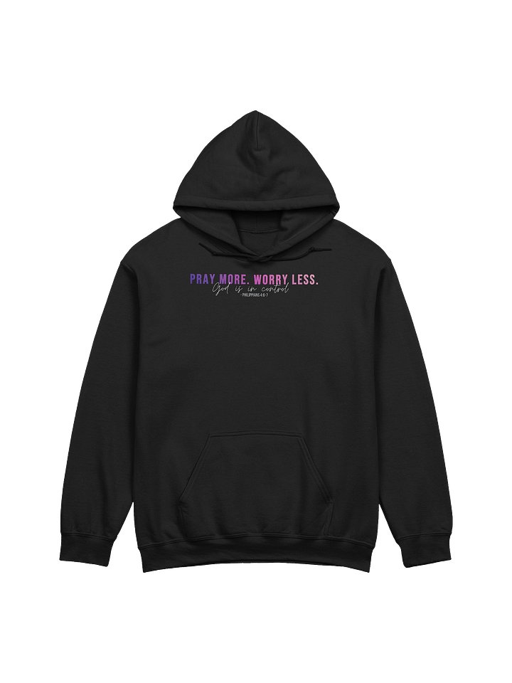 Pray More Worry Less 1.0 Hoodie - Unisex - Pink Gradient Text - Dark Colors product image (2)