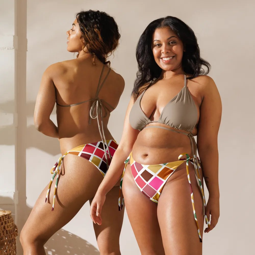 Colorful Square Pattern Design String Bikini Bottom - v5 product image (4)