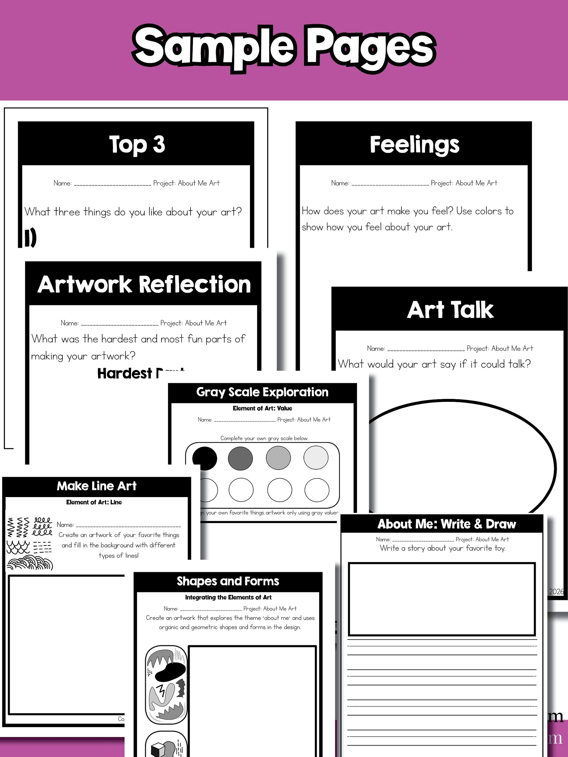 Kindergarten About Me Art Lesson Self Portrait Favorite Things Art Project BTS product image (10)