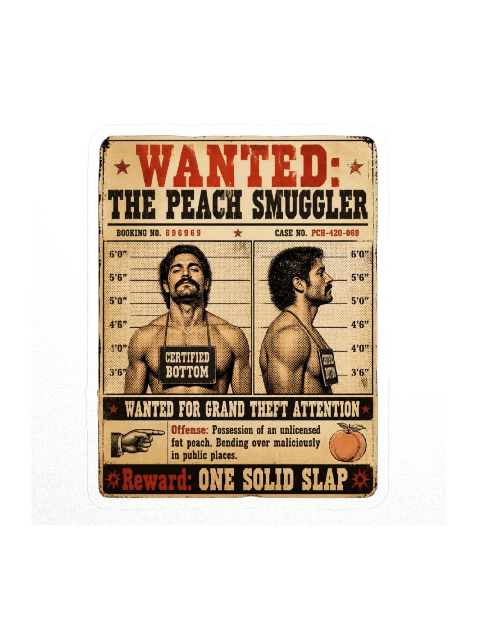 Wanted: The Peach Smuggler Kiss Cut Sticker product image (2)