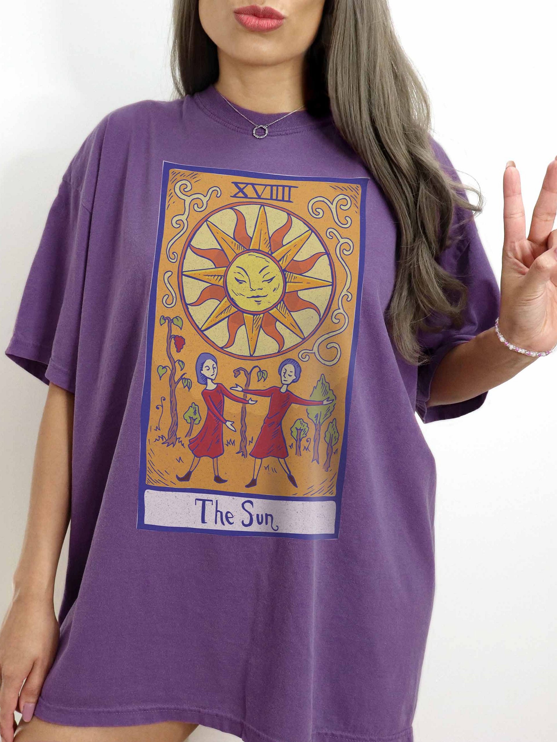 The Sun Tarot Shirt – Vintage Tarot Card Graphic Tee (XVIII) Bright Celestial Design - Dark Academia product image (2)