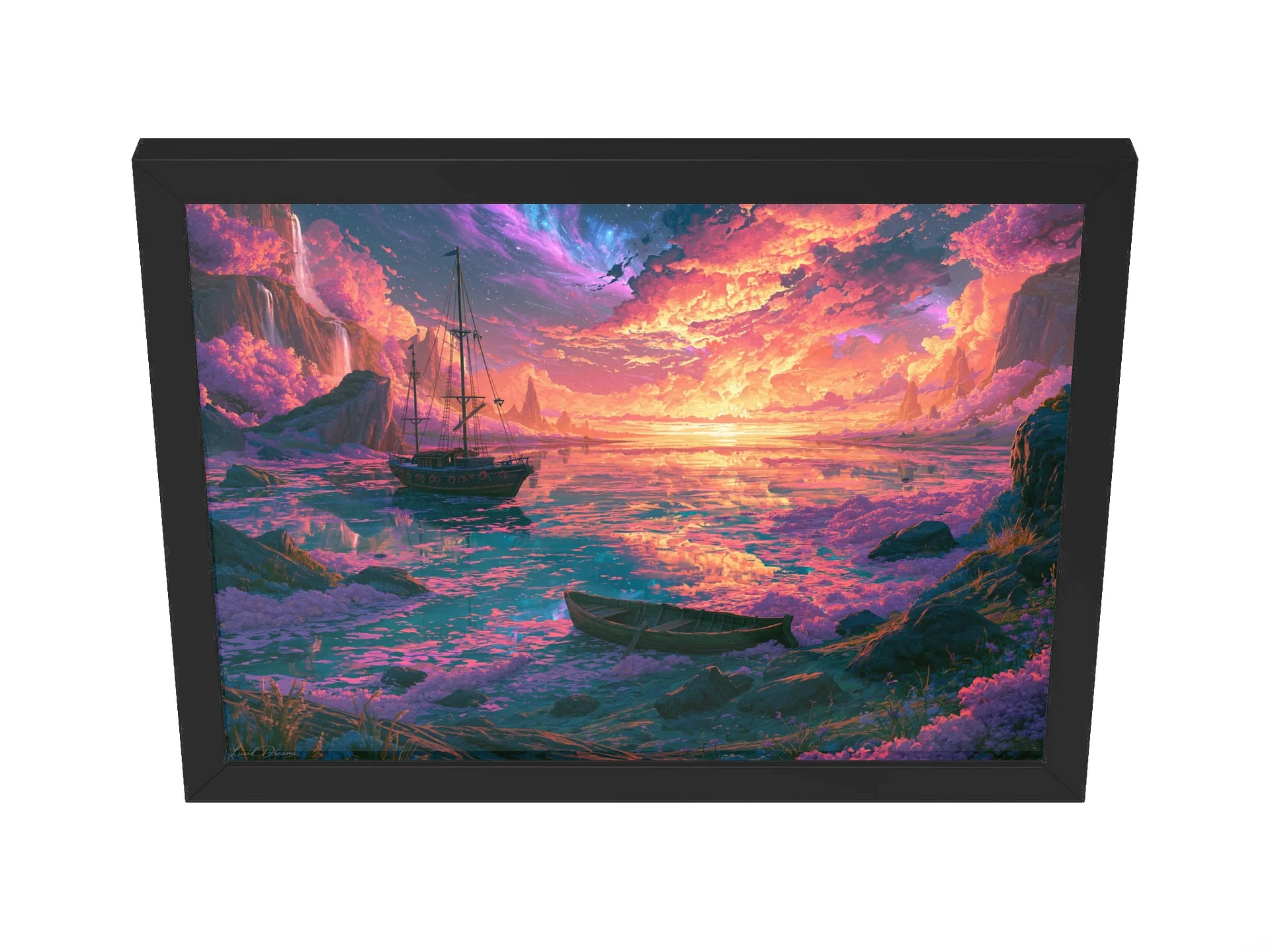 Fantasy Seascape Framed Art Print — The Rose-Gold Astral Sea product image (2)