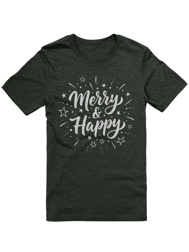 Merry & Happy T-Shirt – Retro Holiday Stars Tee product image (3)