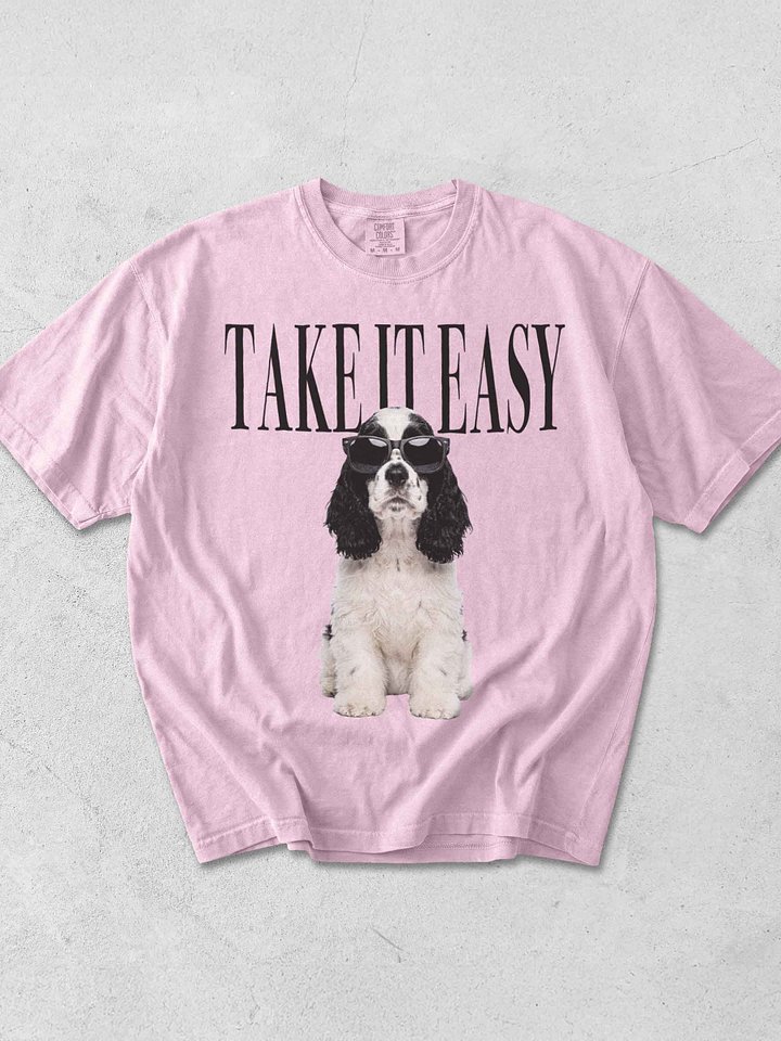 Take It Easy '90s Pop Vintage-Style T-Shirt for American Cocker Spaniel(Black & White) Owners product image (1)