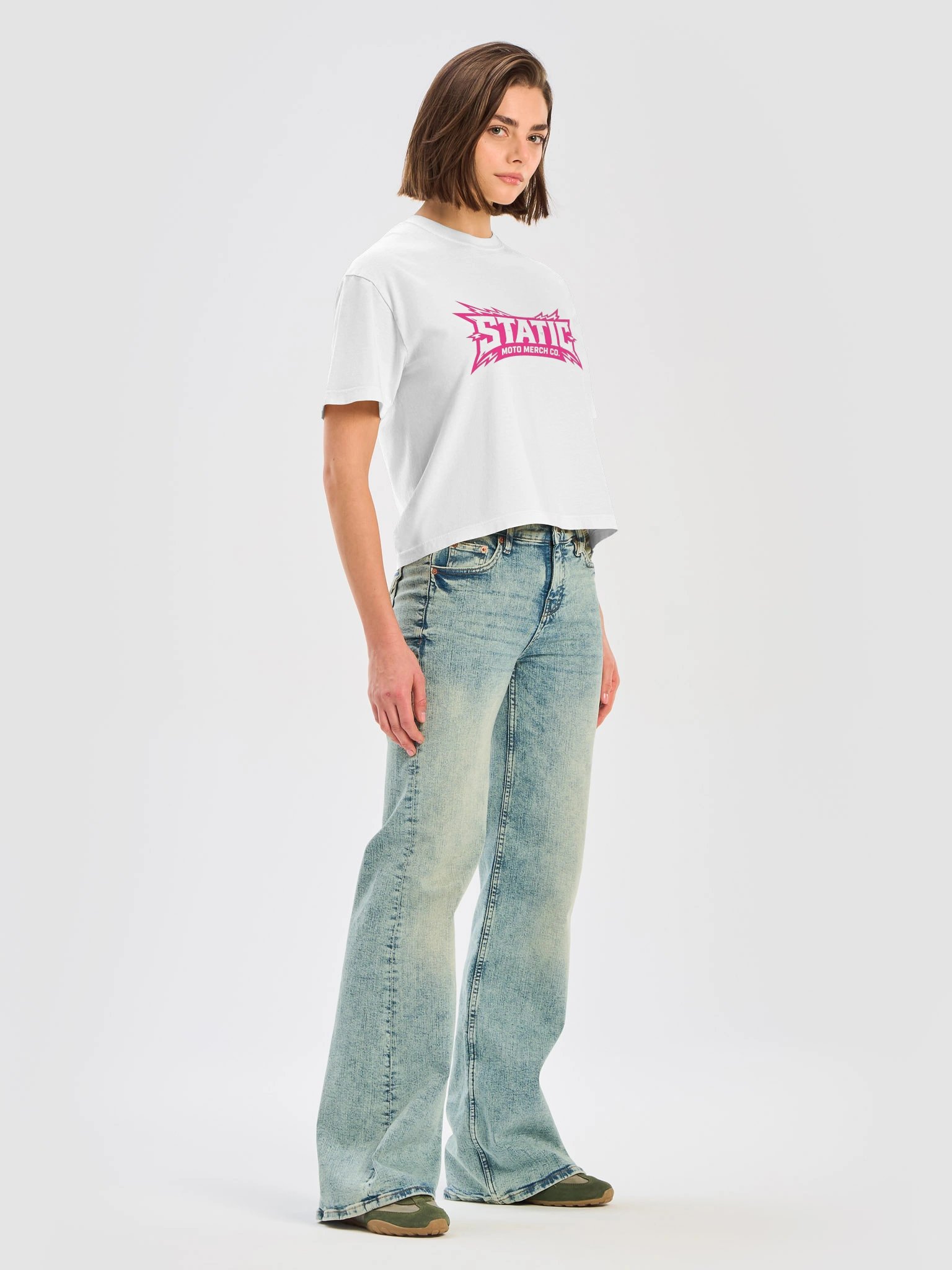 womens mid - high waisted tee white shirt product image (7)
