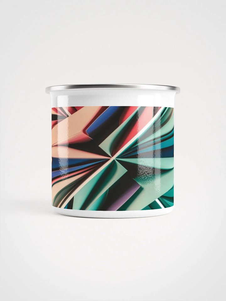 Graphic Grove Enamel Mug - Abstract Art Design, White with Silver Rim, Hand-Wash Only product image (1)
