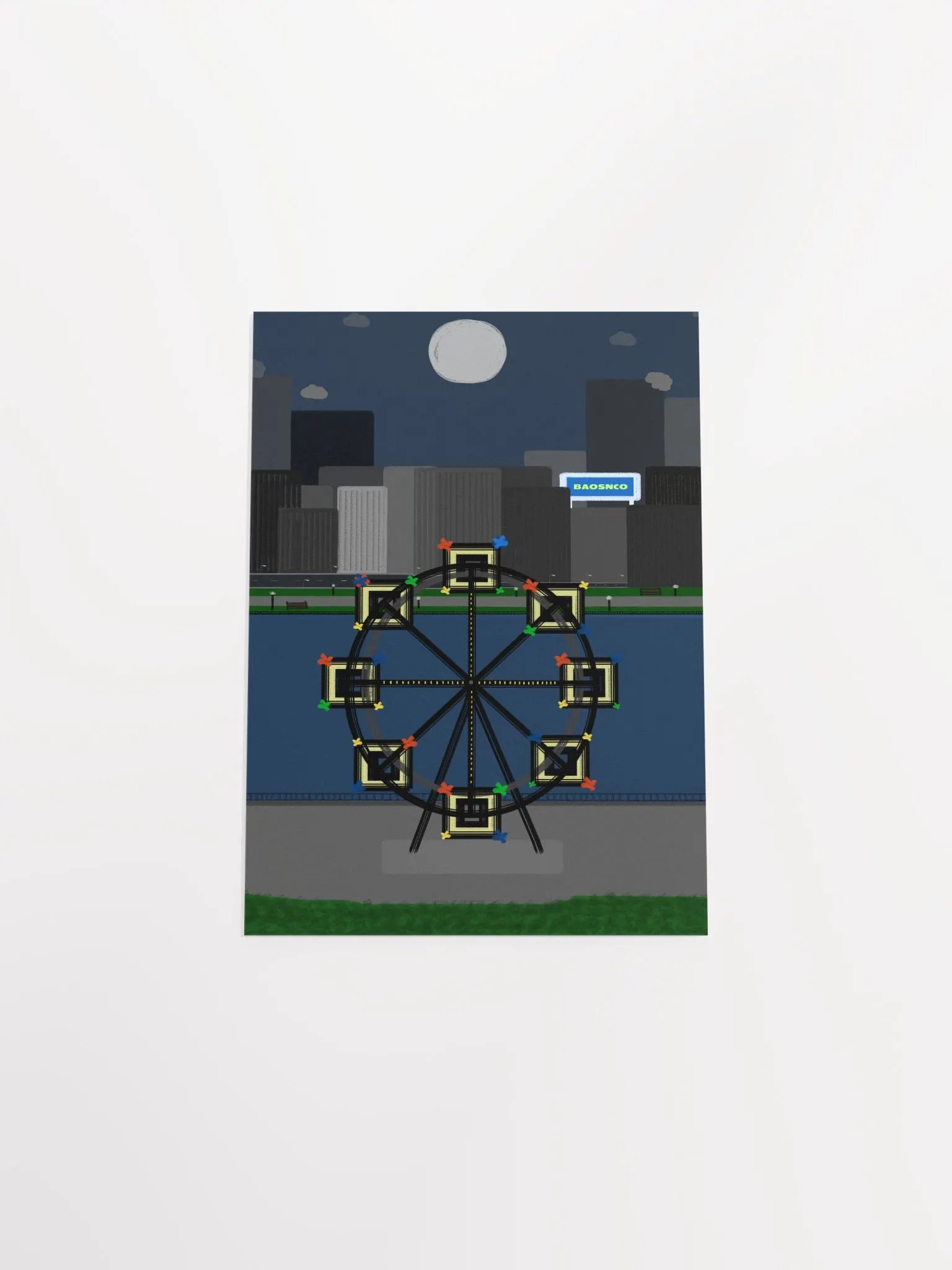 Moonlight Wheel Cityscape Poster product image (4)