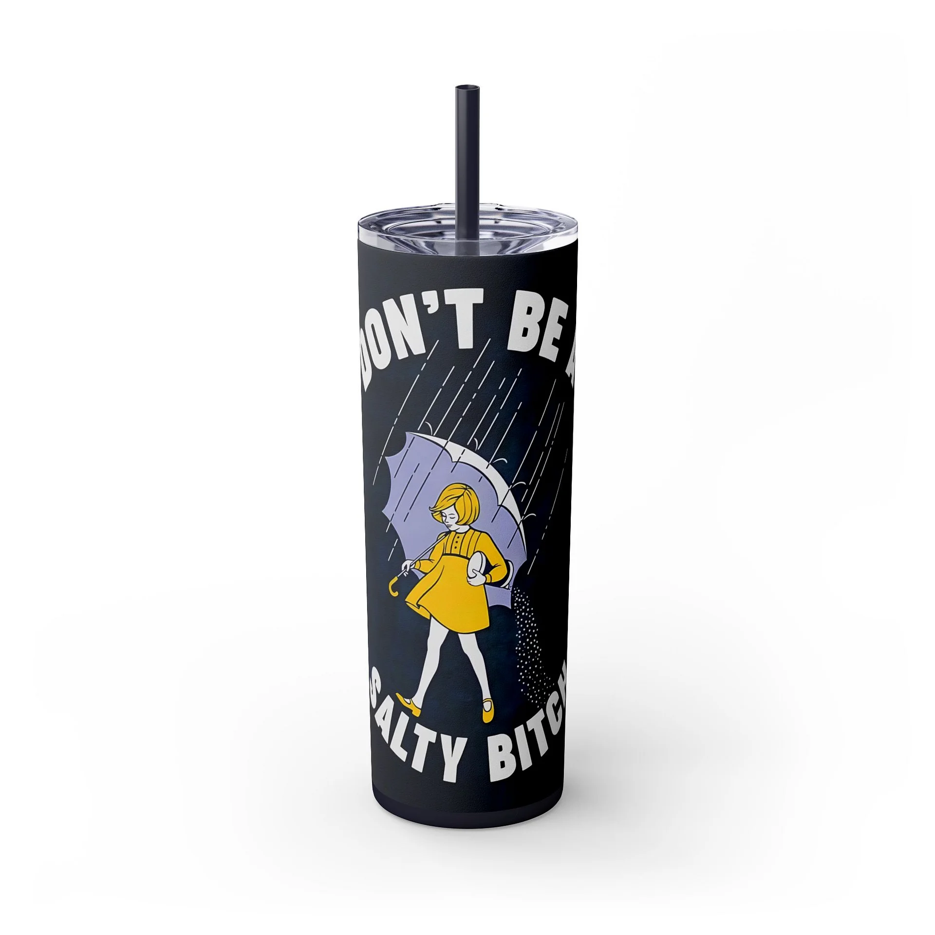 Funny Retro Salt Girl Tumbler Wrap - Don’t Be a Salty Bitch - 20oz PNG Sublimation Design for Digital Download, Humor Cup Wrap Printable product image (2)