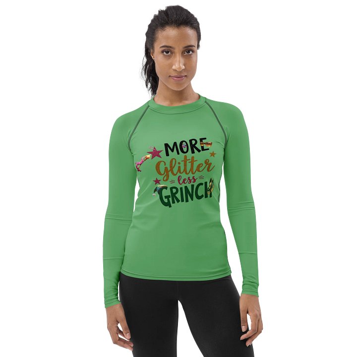 Glitzy Grinch Holiday Women's Rash Guard product image (1)