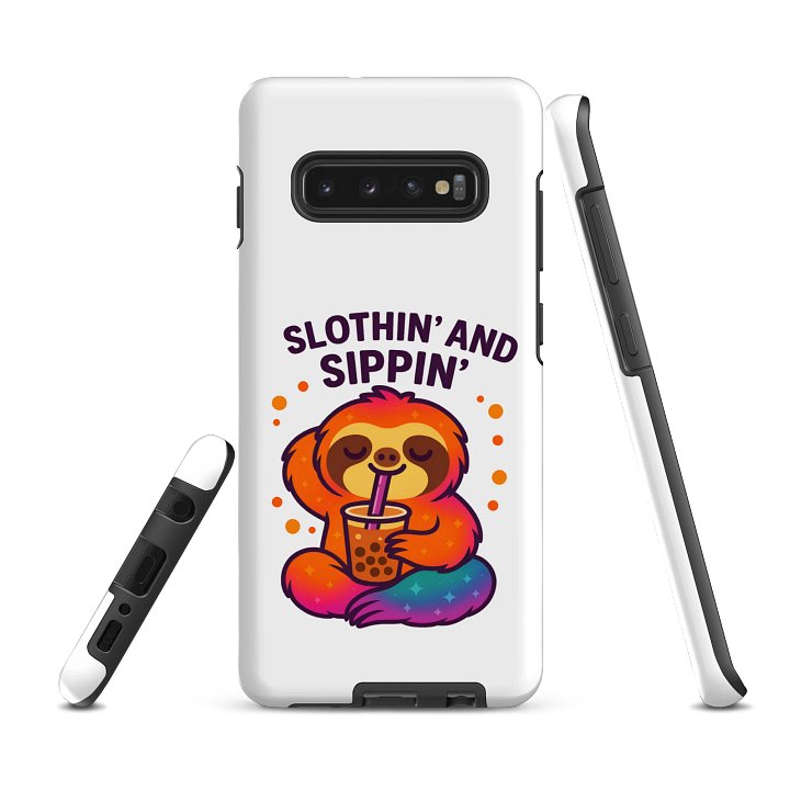 Slothin’ and Sippin’ – Funny Sloth Samsung Case | Boba Edition Tough Phone Case – Sloths Having Snacks Collection product image (2)