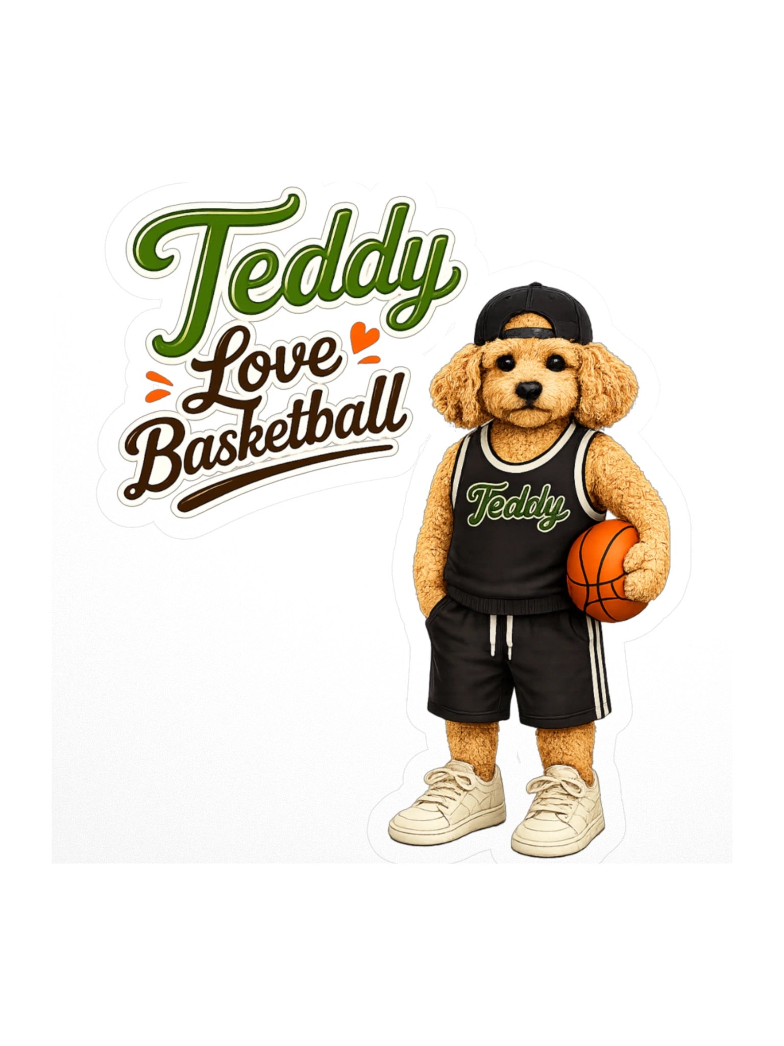 Teddy Love Basketball Kiss Cut Sticker product image (1)