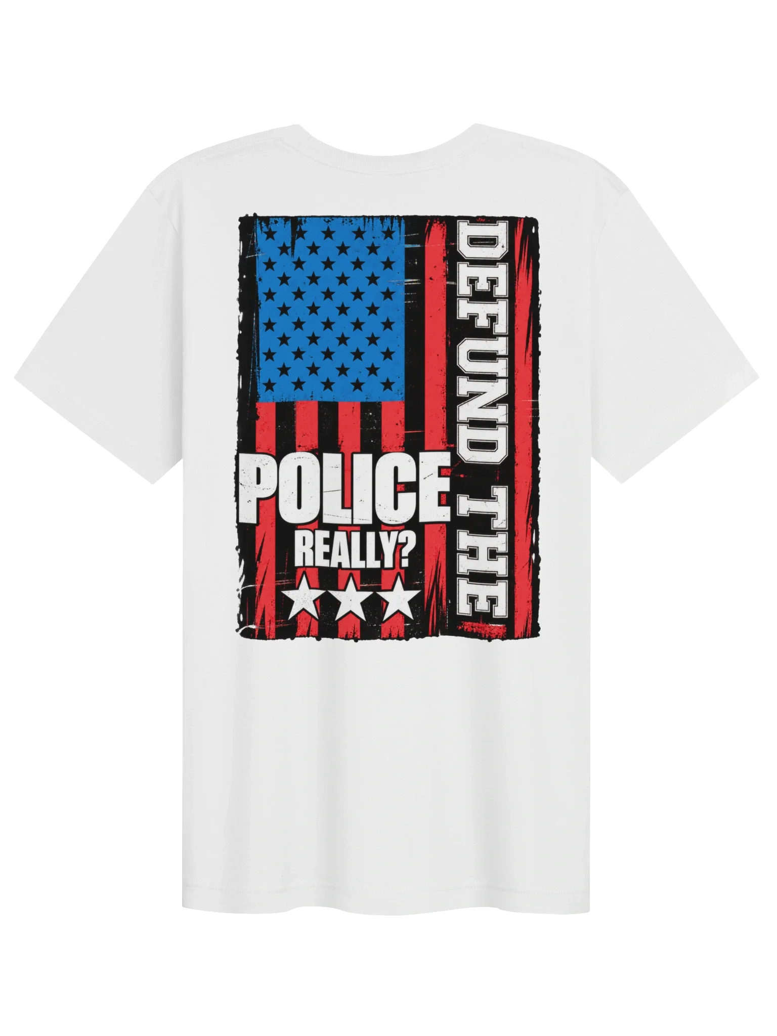 Defund The Police with police flag - Unisex Heavy Cotton Tee