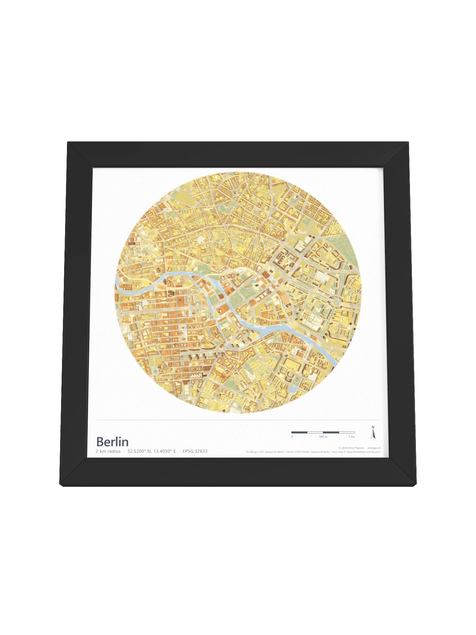 Berlin: Path-Traced 3D City Map · Framed Matte Poster product image (32)