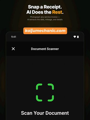 Snap a receipt. AI pulls the date, mileage, and line items when they're on the page.

kaijumechanic.com/download
