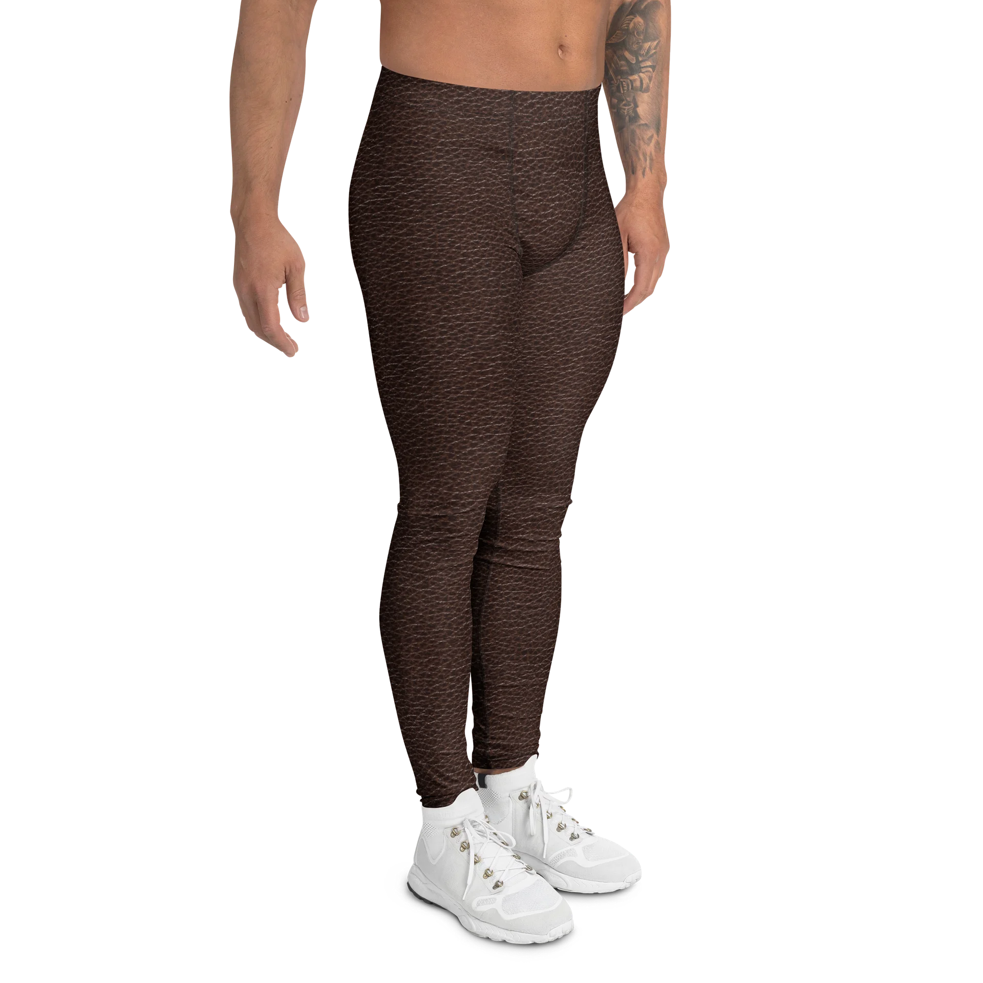 Comfortable Men’s Leggings Brown Leather Print product image (3)