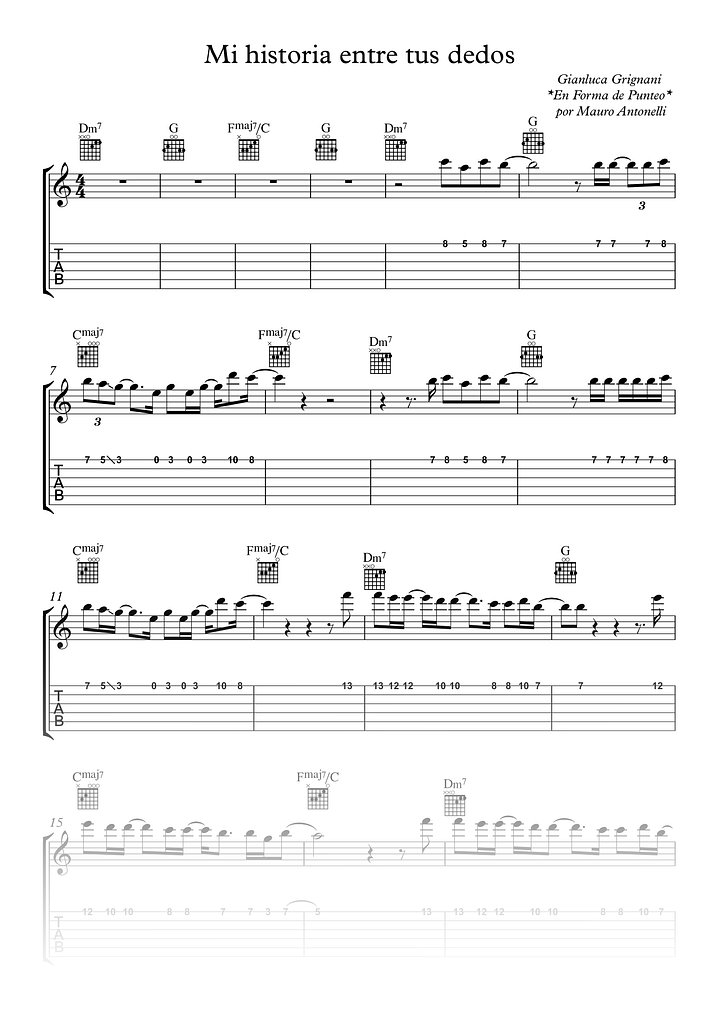 Mi historia entre tus dedos - Partitura + Tabs + Acordes + Pista product image (1)