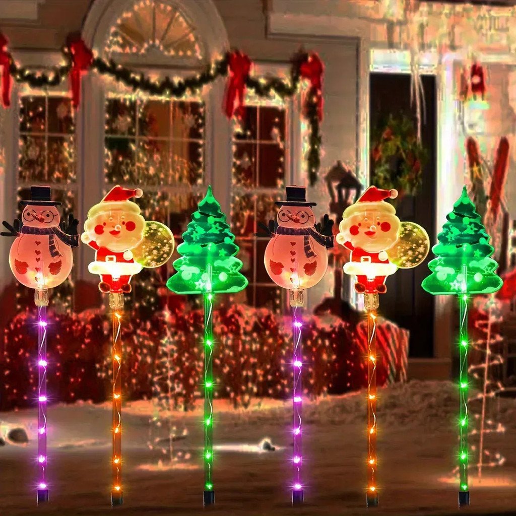 6 Luces Navideñas Solares: Decoración De Muñeco De Nieve product image (4)