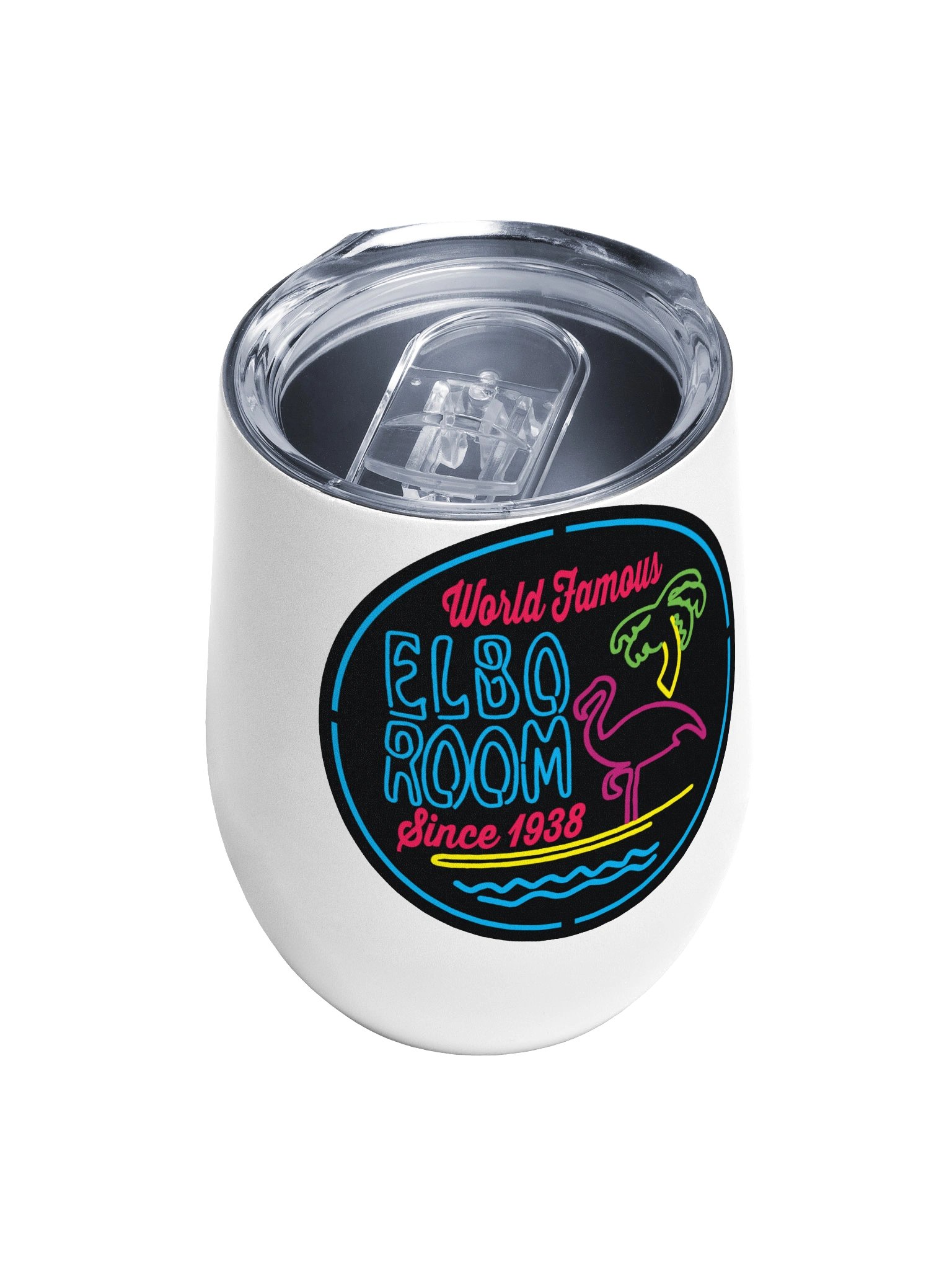 Elbo Room World Famous Neon Flamingo Stemless Wine Tumbler | White product image (4)
