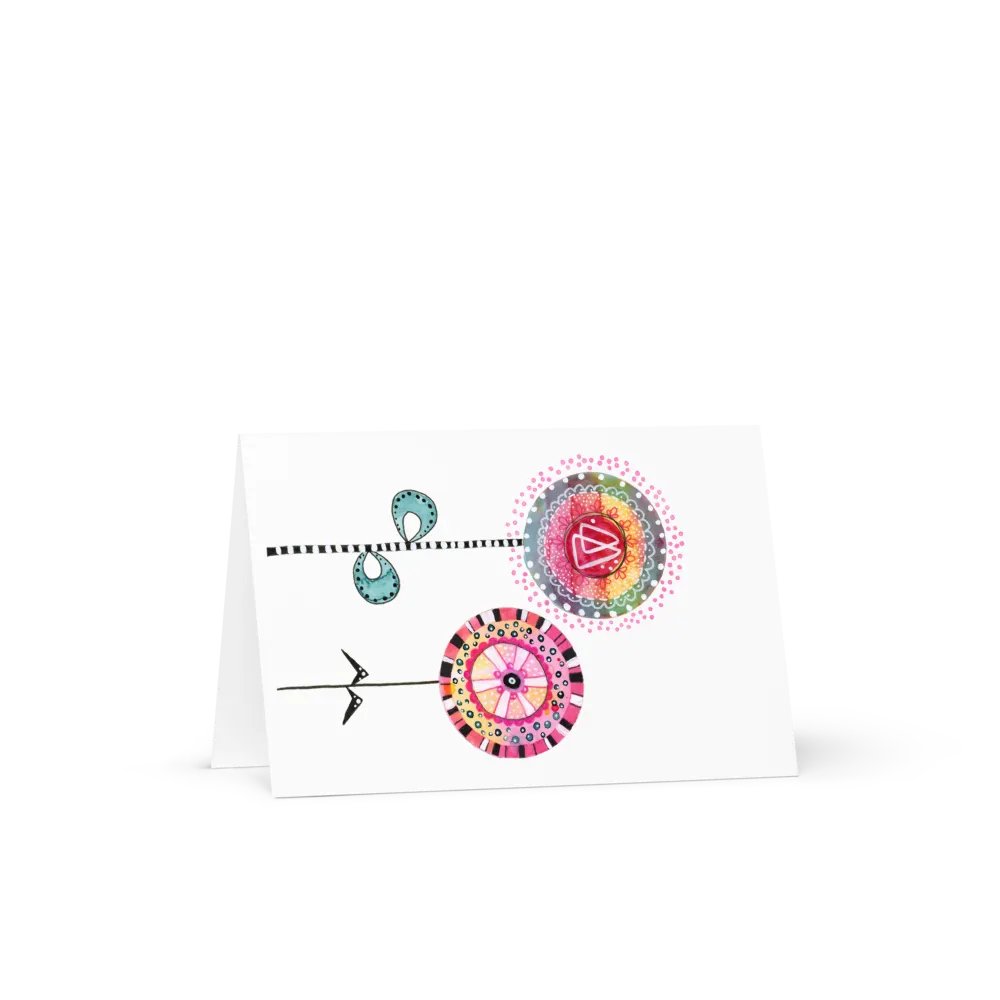 Whimsical Watercolor and Ink Flower Greeting Card product image (1)