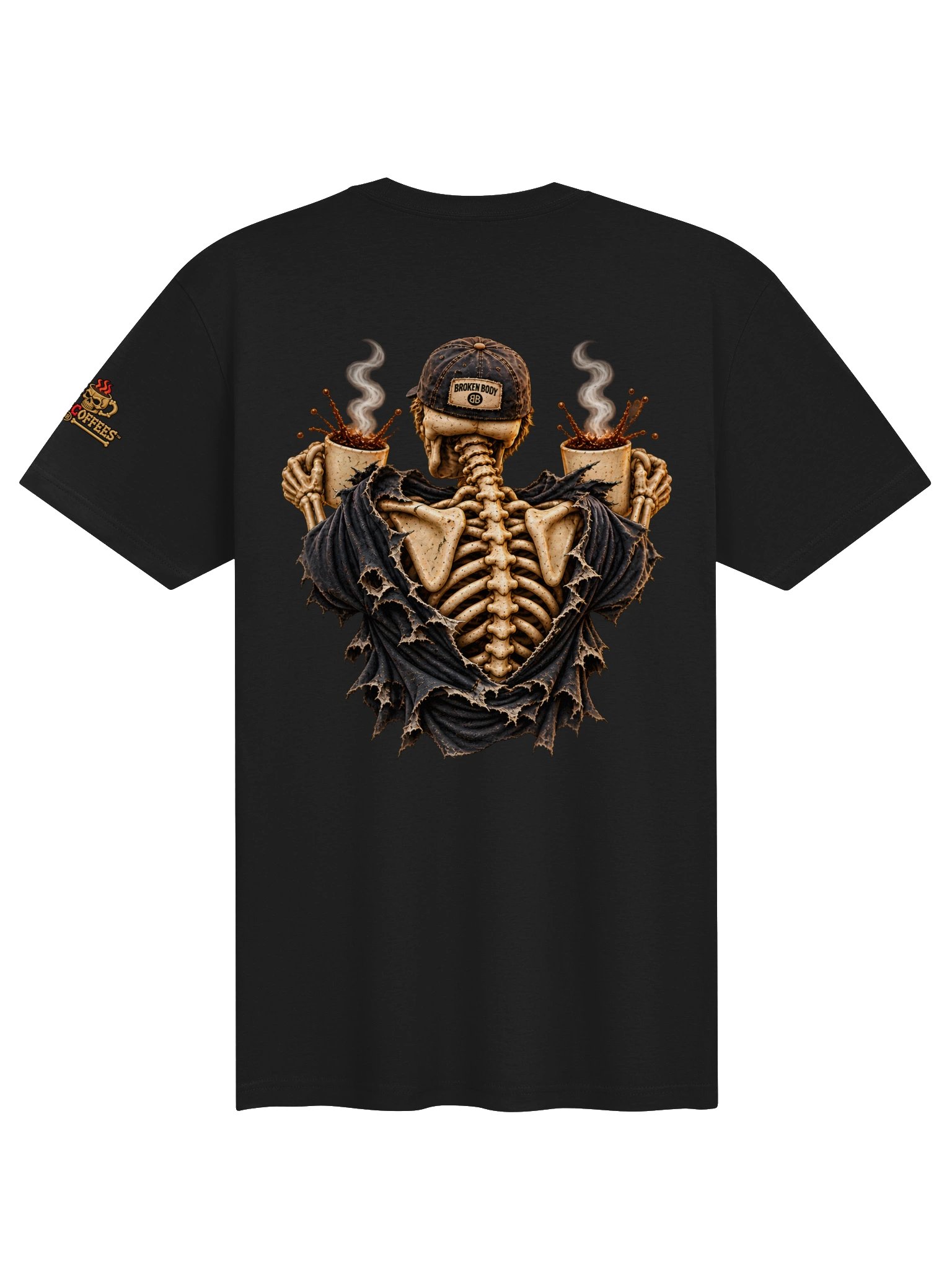 Funny Halloween Coffee Shirt — Two Hot Coffees™ Clean Going In, Vintage Coming Out | Holly-Ween™ product image (3)
