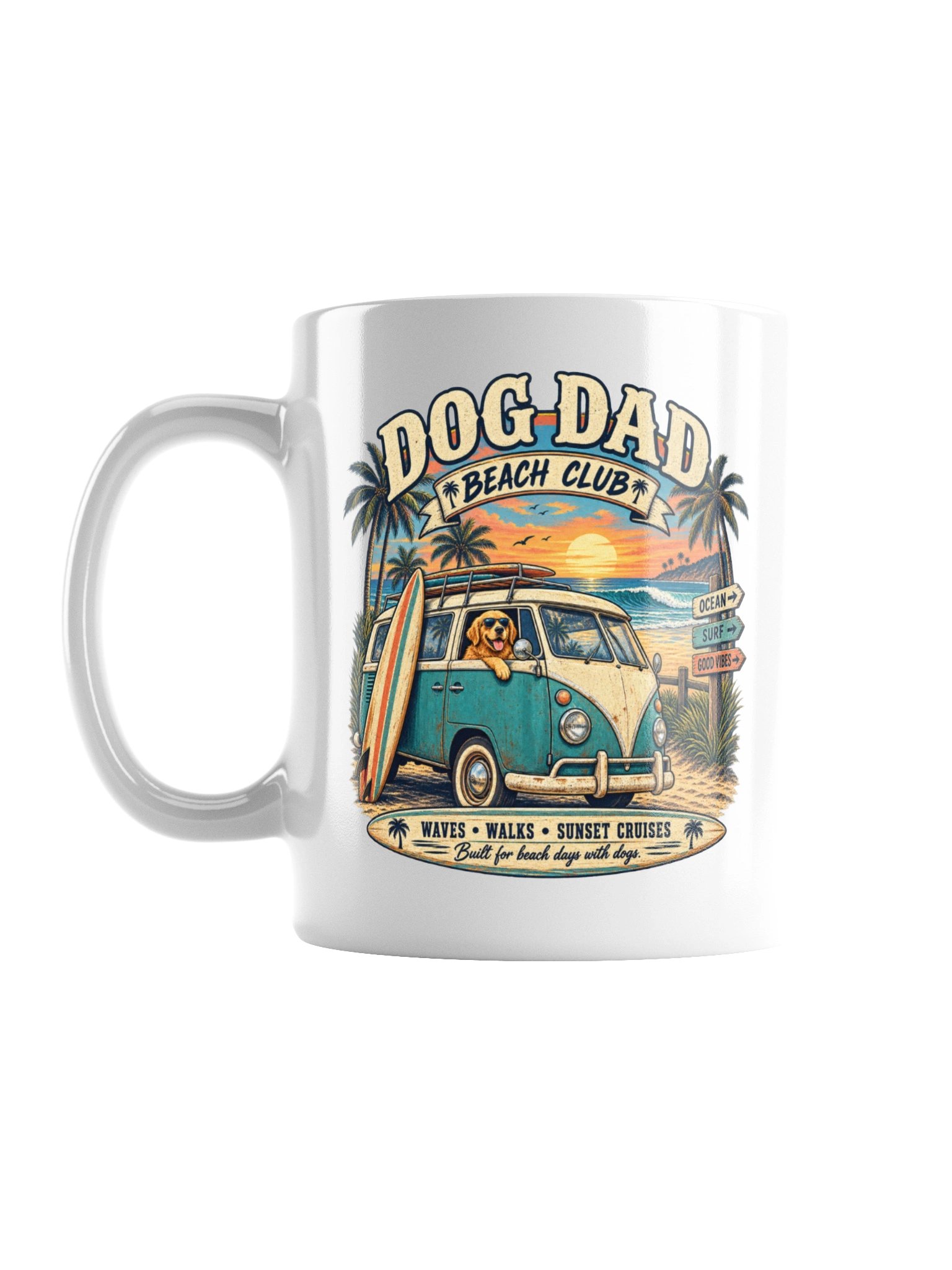 Dog Dad Beach Club Mug | Vintage Surf Dog Dad Coffee Mug product image (2)