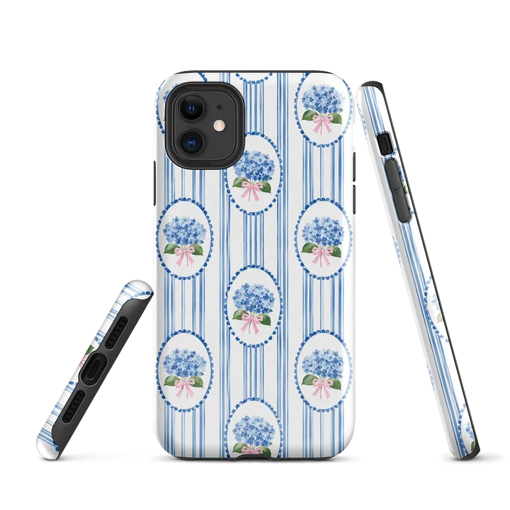 Blue Floral Stripe Tough iPhone Case product image (1)