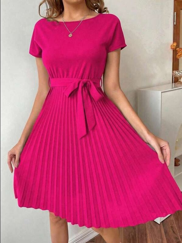 Adlest EMERY ROSE Pleated Hem Self Belted Dress product image (4)