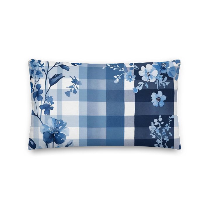 Blue Floral Checkered Dreams Pillow product image (2)
