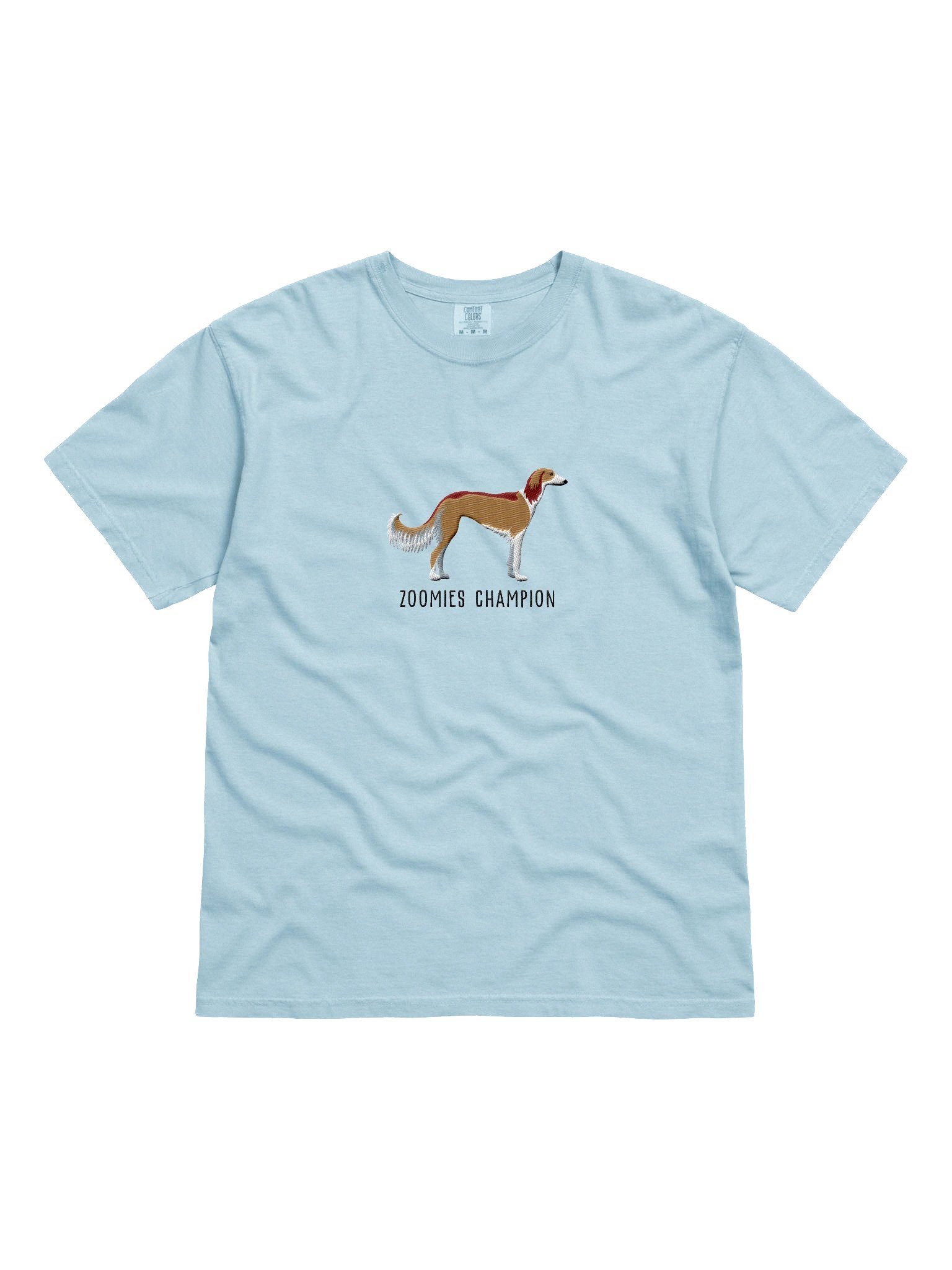 Zoomies Champion T-Shirt(Embroidered) of a Saluki(Tan) product image (4)