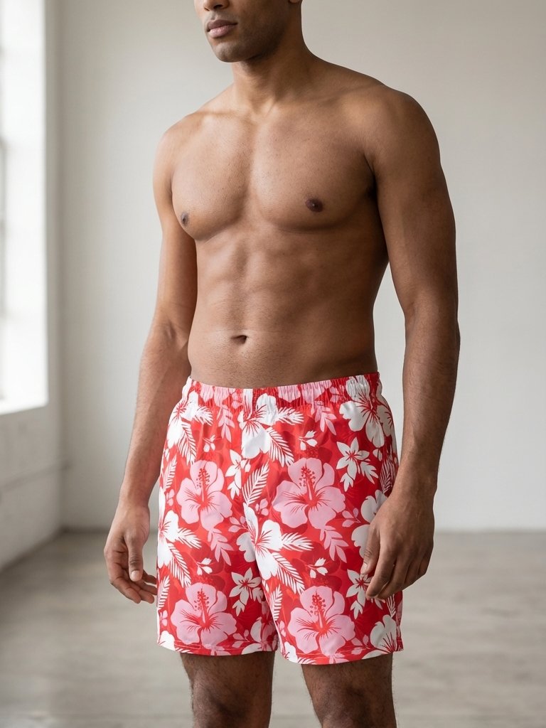 Pink Hibiscus Swim Trunks product image (3)