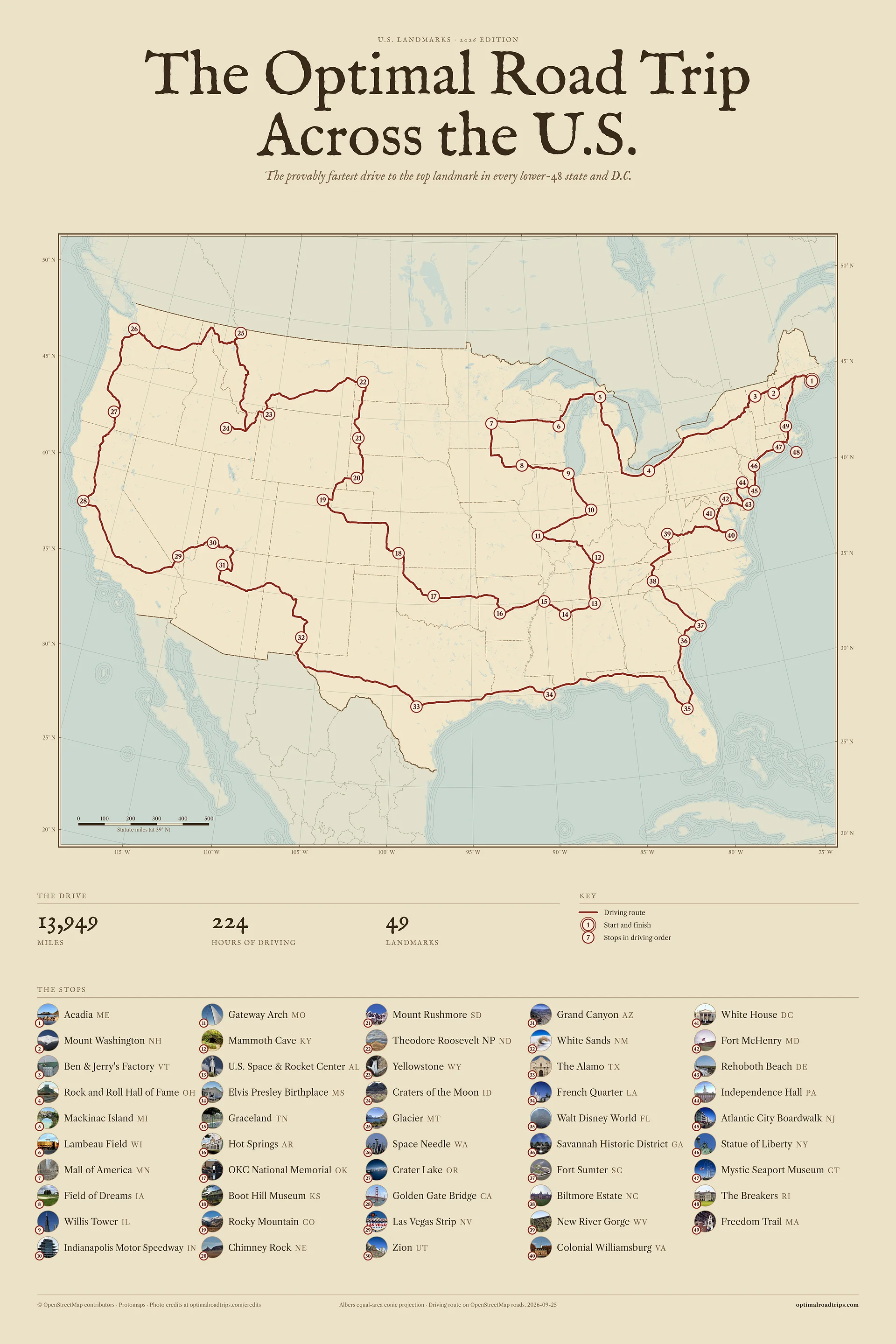 U.S. Landmarks 2026, Atlas, 24 x 36 in, black-framed poster product image (2)
