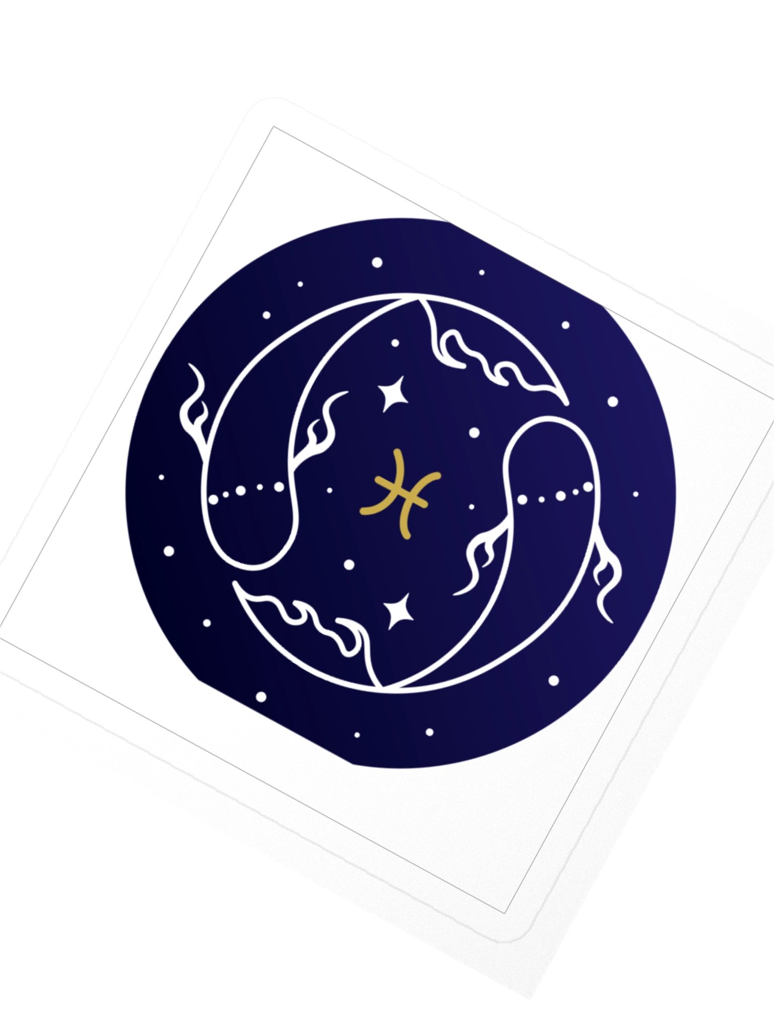 Pisces Zodiac Sticker — Gold & Navy Celestial Design product image (2)