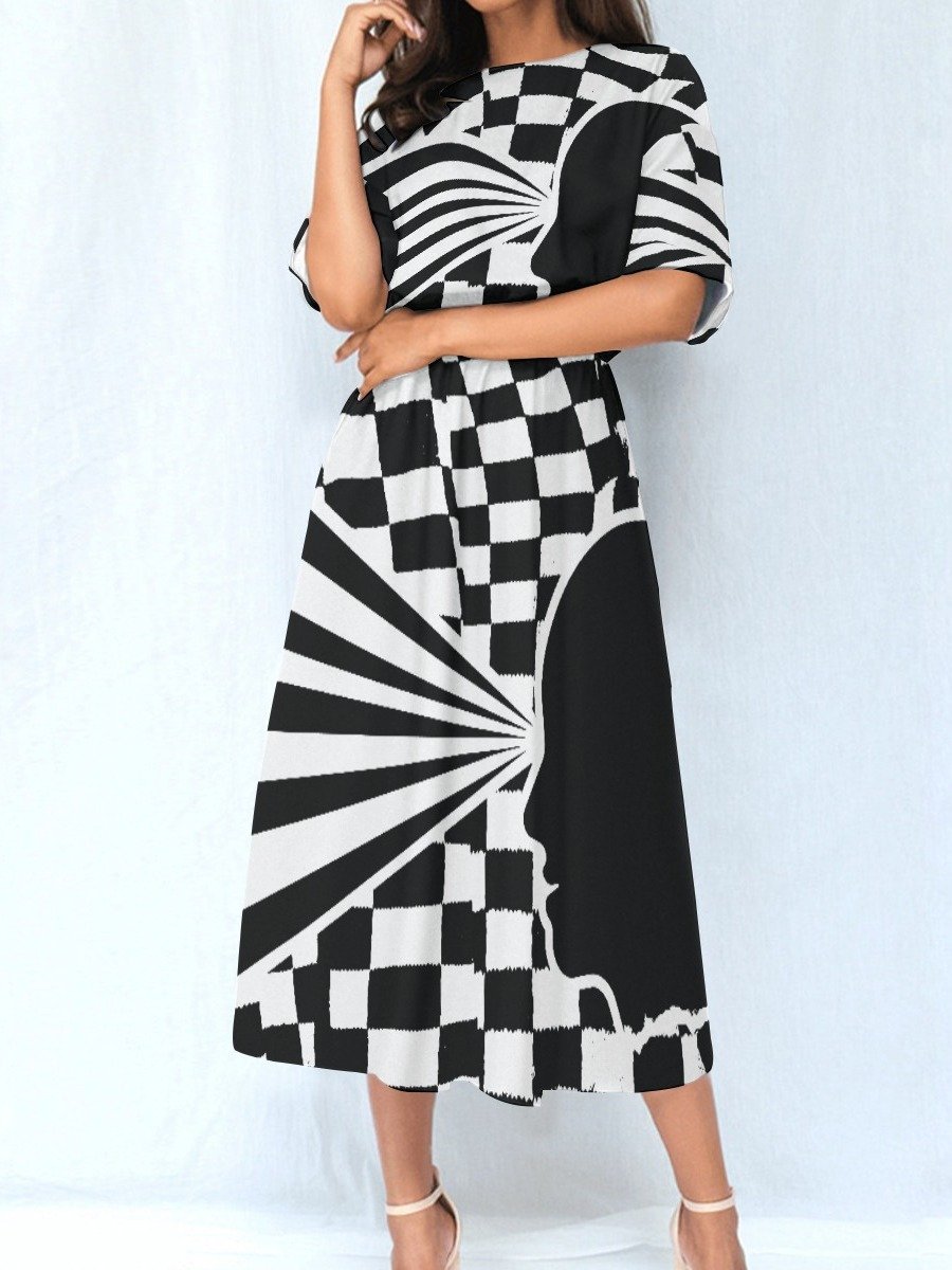 Monochrome Radiance Midi Dress product image (1)