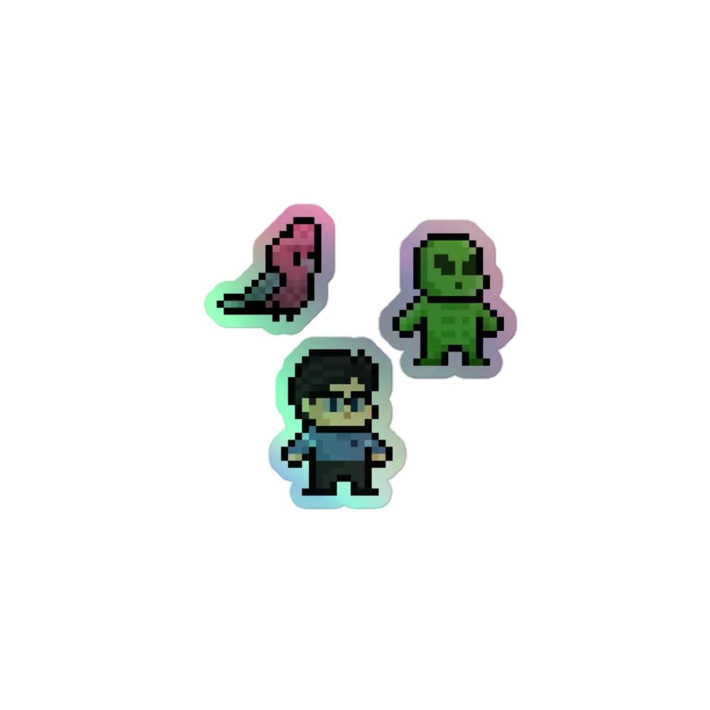 Pixel Art Trio Holographic Sticker Set product image (1)