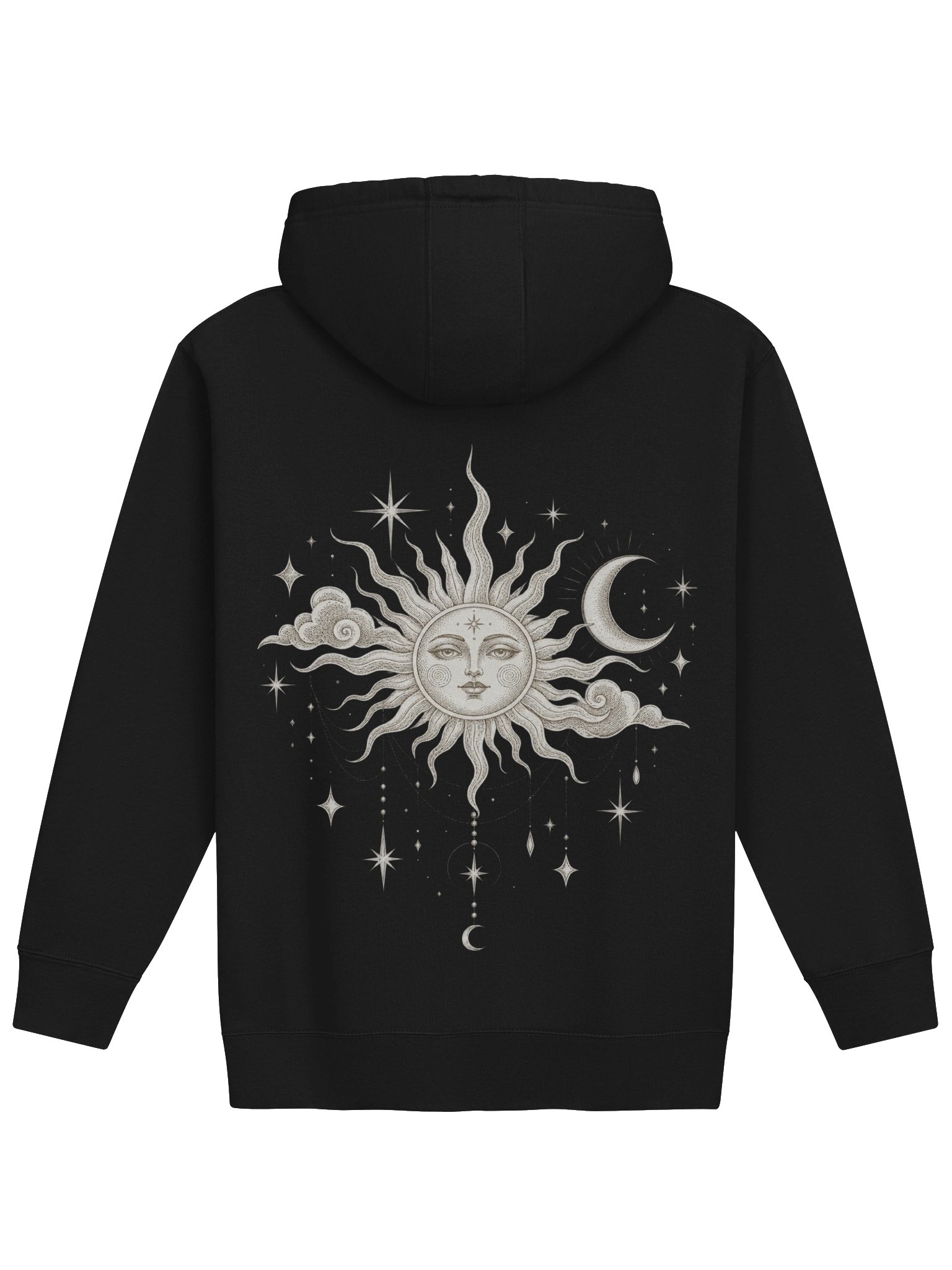 Celestial Sun & Crescent Moon Graphic Hoodie | Vintage Astrology Back-Print product image (2)