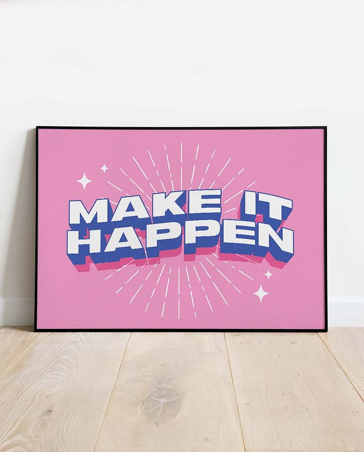 Make it Happen Quote Affirmation Printable Wall Art Decor - Instant Download product image (1)