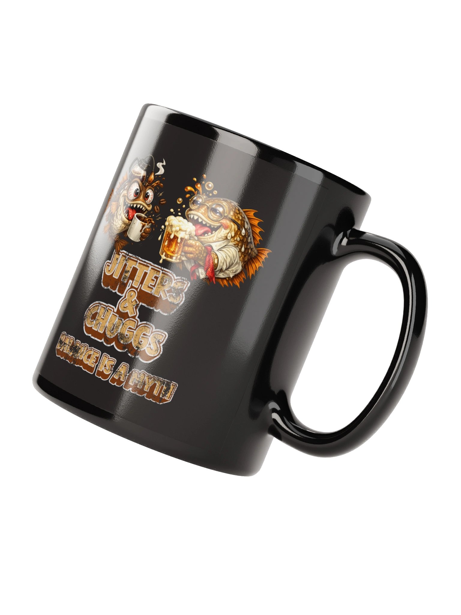 JITTERS & CHUGGS Black Glossy Mug product image (1)