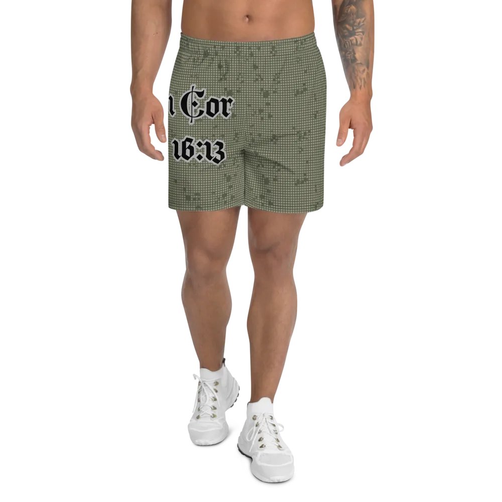 Faithful Camo: 1 Corinthians 16:13 Unisex Athletics Shorts - Desert Night Camo product image (1)