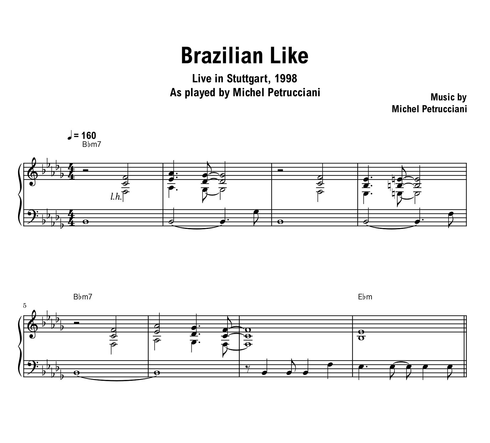 Michel Petrucciani - Brazilian Like (Stuttgart) - Sheet music (PDF) product image (1)