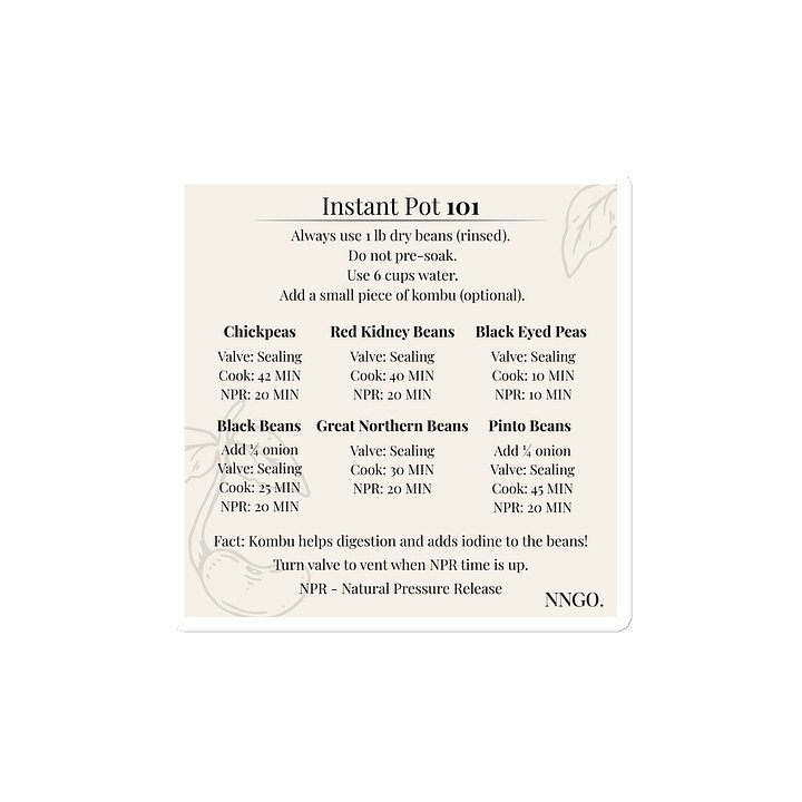 Instant Pot 101 Bean Cooking Guide Magnet product image (1)